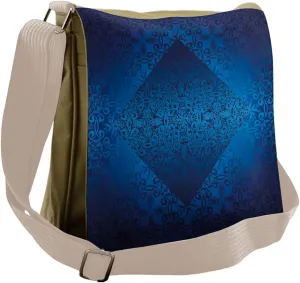 Lunarable Victorian Messenger Bag, Ombre Curvy Floral Thorns, Unisex Cross-body