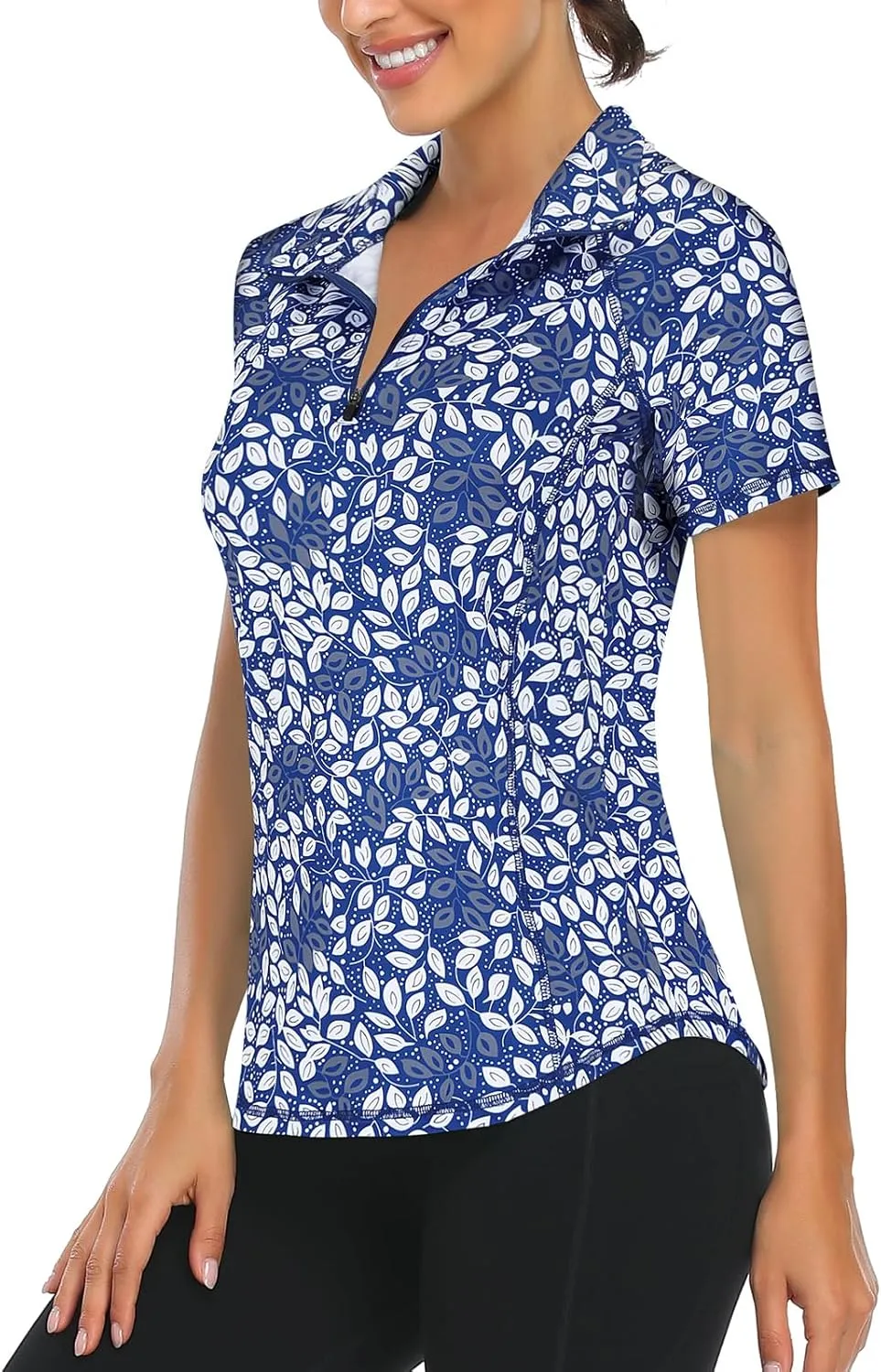 LURANEE Women's Short Sleeve Moisture Wicking Athletic Shirts Quarter Zip Pullover