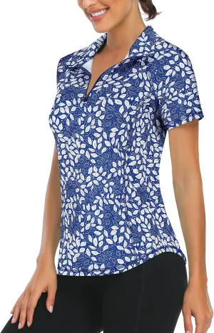 LURANEE Women's Short Sleeve Moisture Wicking Athletic Shirts Quarter Zip Pullover
