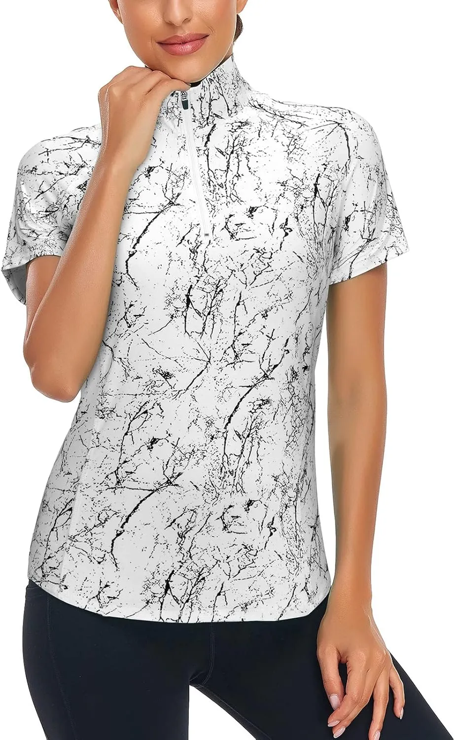 LURANEE Women's Short Sleeve Moisture Wicking Athletic Shirts Quarter Zip Pullover