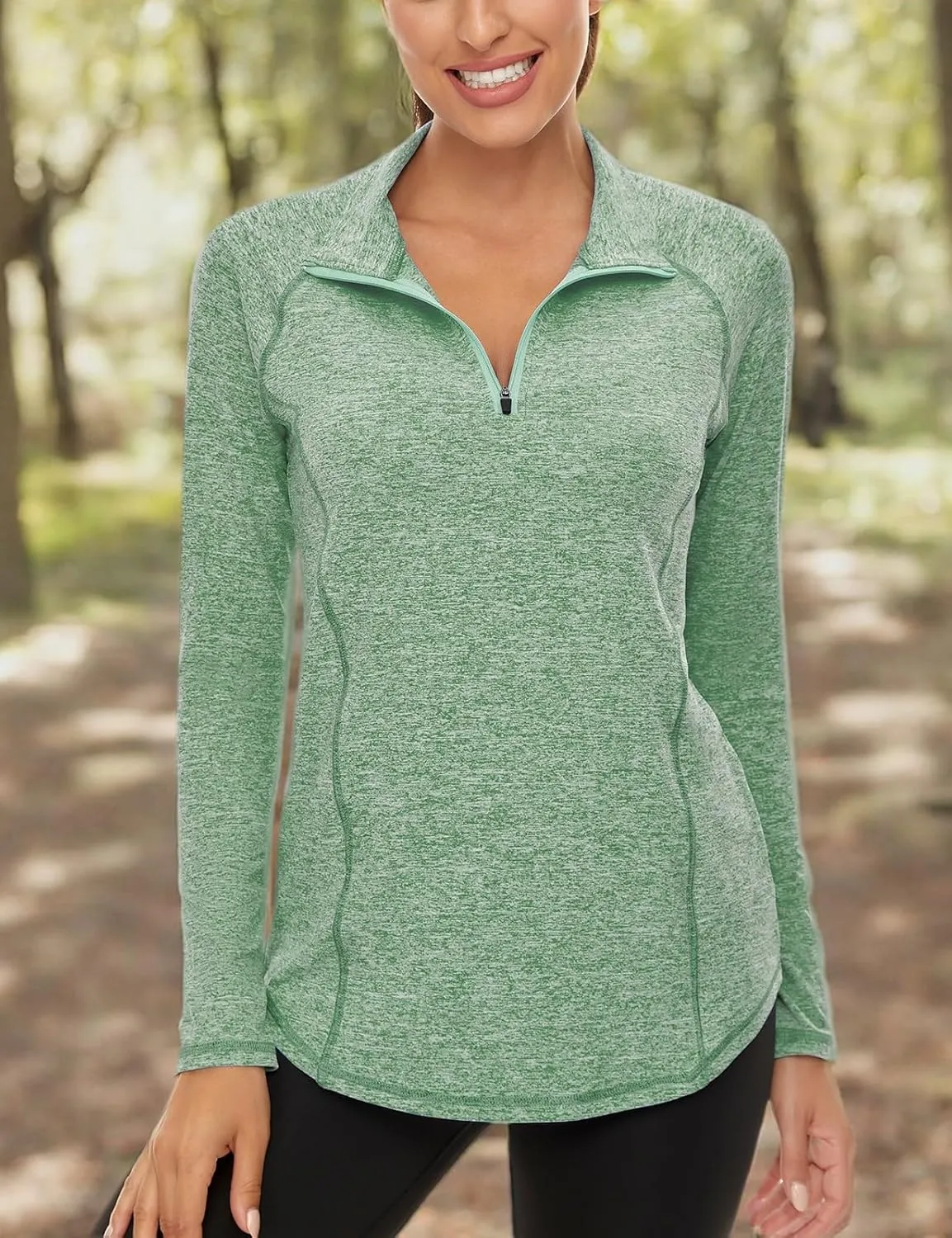 LURANEE Womens UPF 50  Long Sleeve 1/4 Zip Pullover Athletic Hiking Running Workout Tops