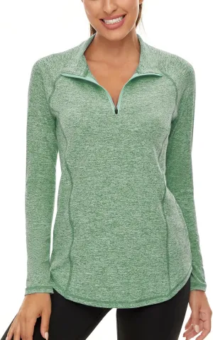 LURANEE Womens UPF 50  Long Sleeve 1/4 Zip Pullover Athletic Hiking Running Workout Tops