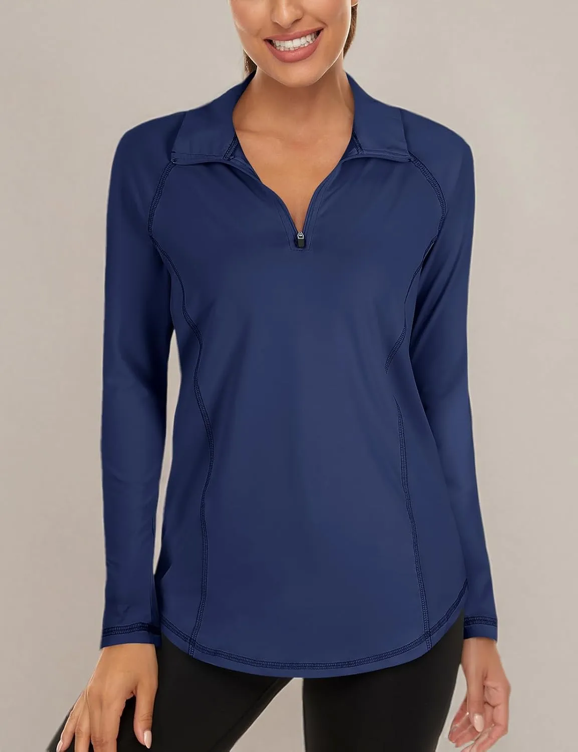 LURANEE Womens UPF 50  Long Sleeve 1/4 Zip Pullover Athletic Hiking Running Workout Tops