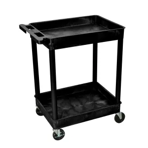 Luxor 2 Shelf Rolling Utility Cart w/ Heavy Duty Casters - Black