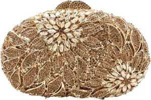 Luxury Flower Evening Clutch Bags Dazzling Rhinestone Clutch Purse for Women Crystal Wedding Party Handbags