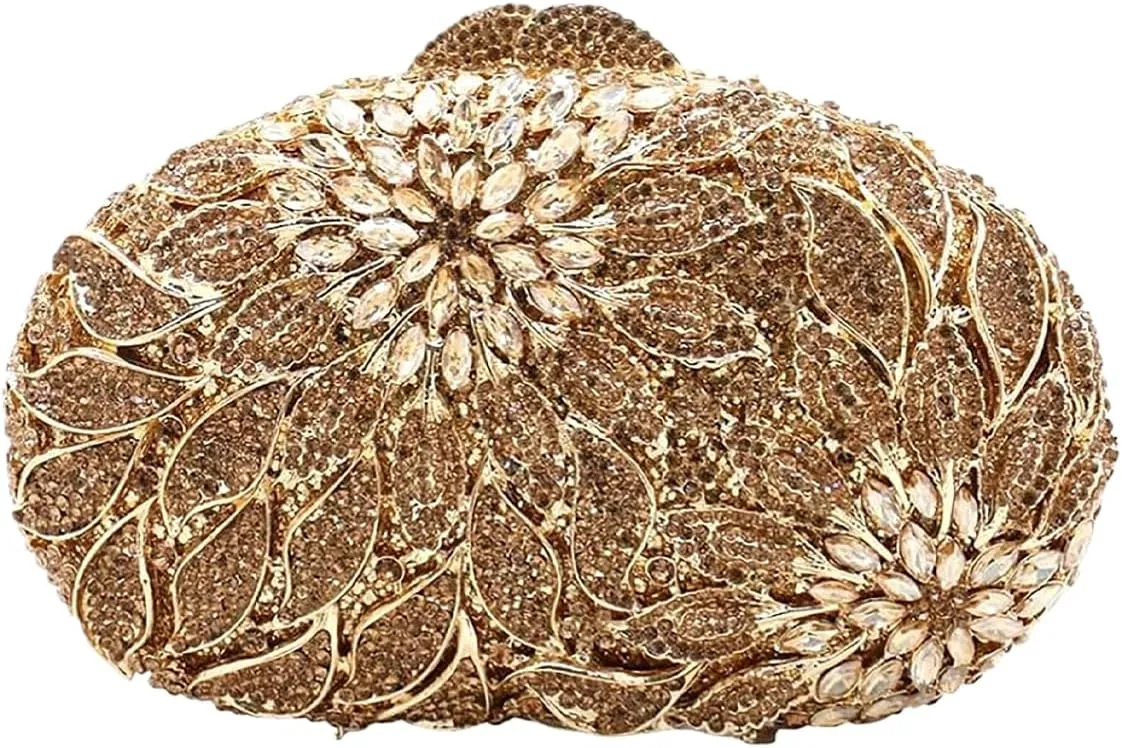 Luxury Flower Evening Clutch Bags Dazzling Rhinestone Clutch Purse for Women Crystal Wedding Party Handbags