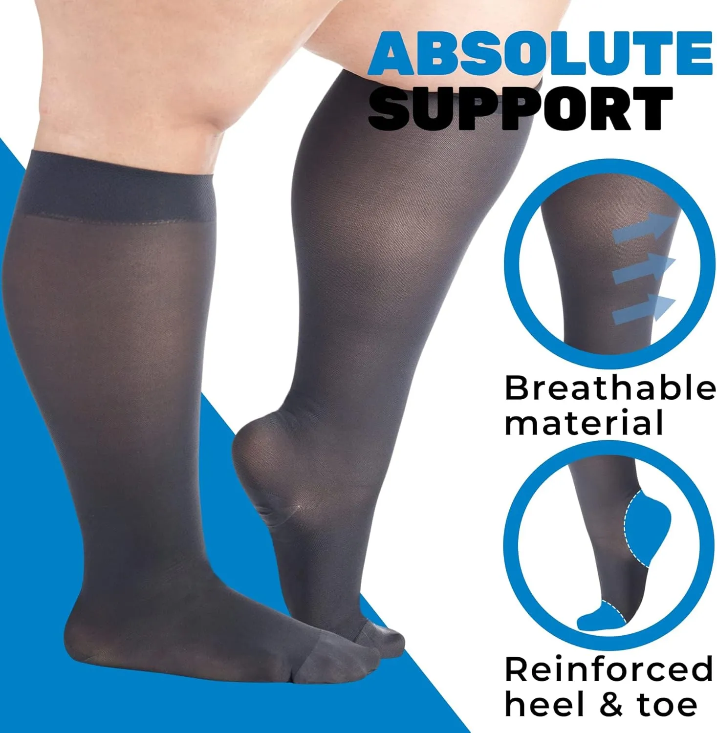 Made in USA - Sheer Compression Socks for Women Circulation 20-30mmHg - A205