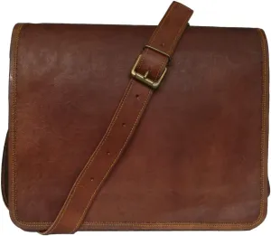 Madhosh Genuine Leather Messenger Bag Crossbody Bag for Man Brown Vintage Office Satchel Bag Laptop Shoulder Medium Bag