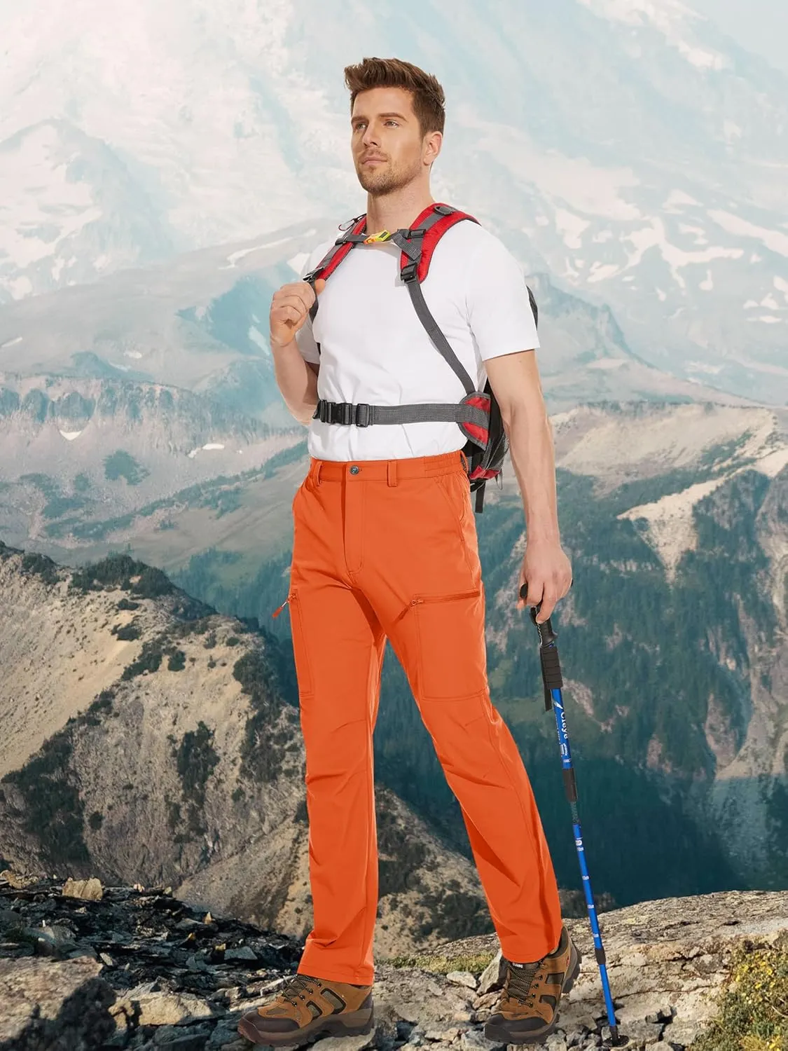 MAGCOMSEN Men's Hiking Pants 6 Pockets,Water Resistant Ripstop Outdoor Pants,Lightweight Quick Dry Fishing Work Pants