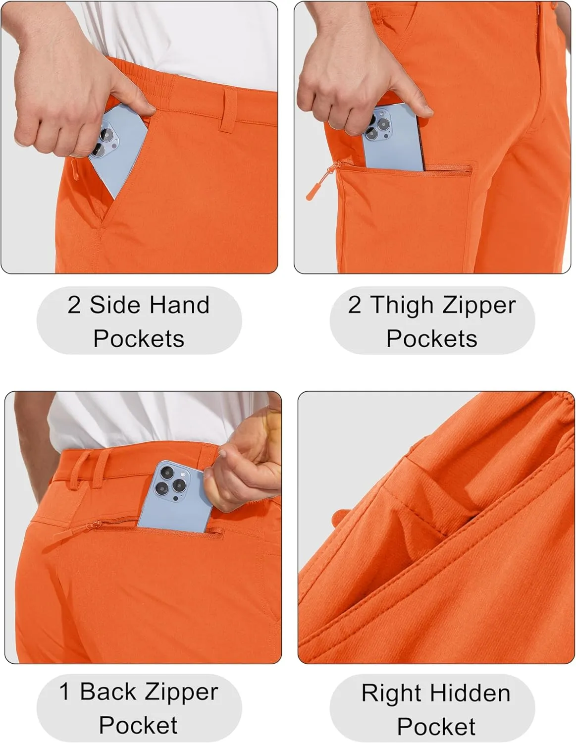 MAGCOMSEN Men's Hiking Pants 6 Pockets,Water Resistant Ripstop Outdoor Pants,Lightweight Quick Dry Fishing Work Pants