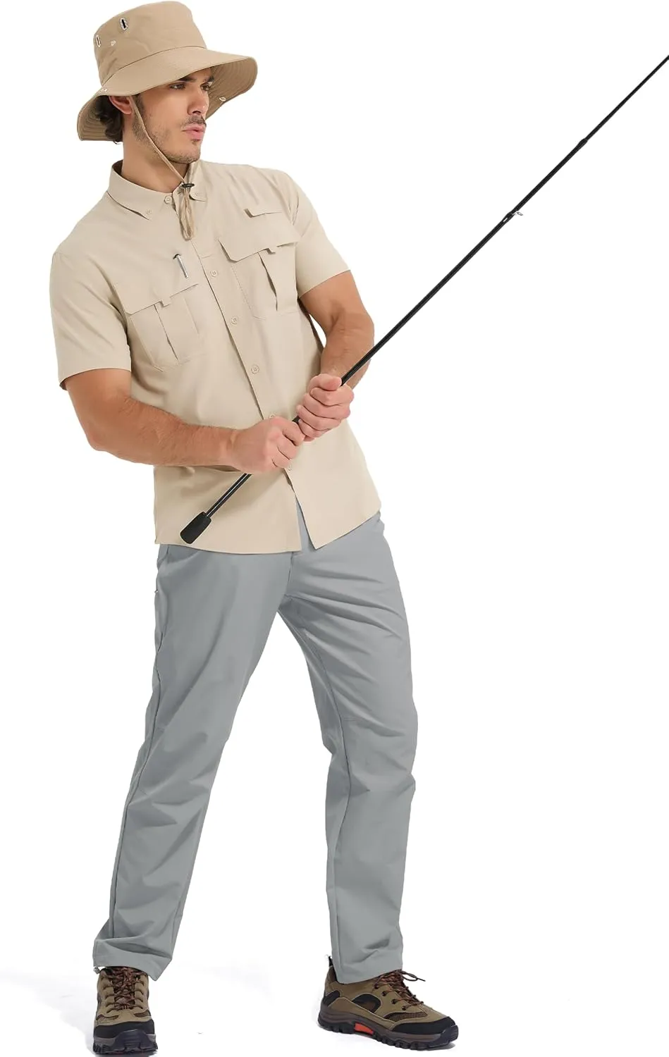 MAGCOMSEN Men's Lightweight Hiking Pants with 4 Pockets Water Resistant Quick Dry Fishing Travel Work Outddoor Pants