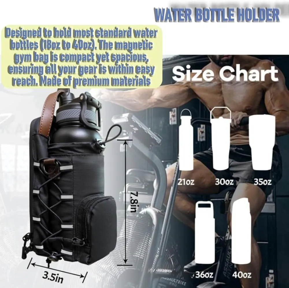 Magnetic Bag Gym, Bottle Sling Bag for Men and Women | Magnetic Bags for Gym, Travel, Work, and Sports (Black)