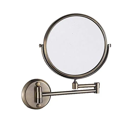 Magnifying Bathroom Mirror | 2-Sided 7x and 1x Makeup Mirror for Vanity and Travel (Brass)