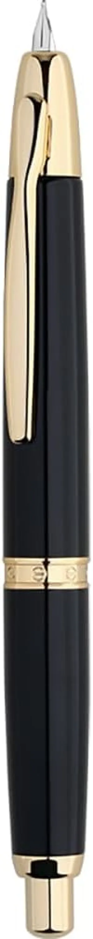 Majohn A1 Press Fountain Pen Fine Nib with Box, Retractable Black Metal Ink Pen with Converter Writing Set (Golden Clip Version)