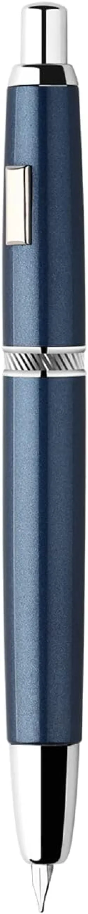 Majohn A1 Press Fountain Pen, Retractable Extra Fine Nib Metal Blue Ink Pen with Box for Writing Set (No Clip Version)
