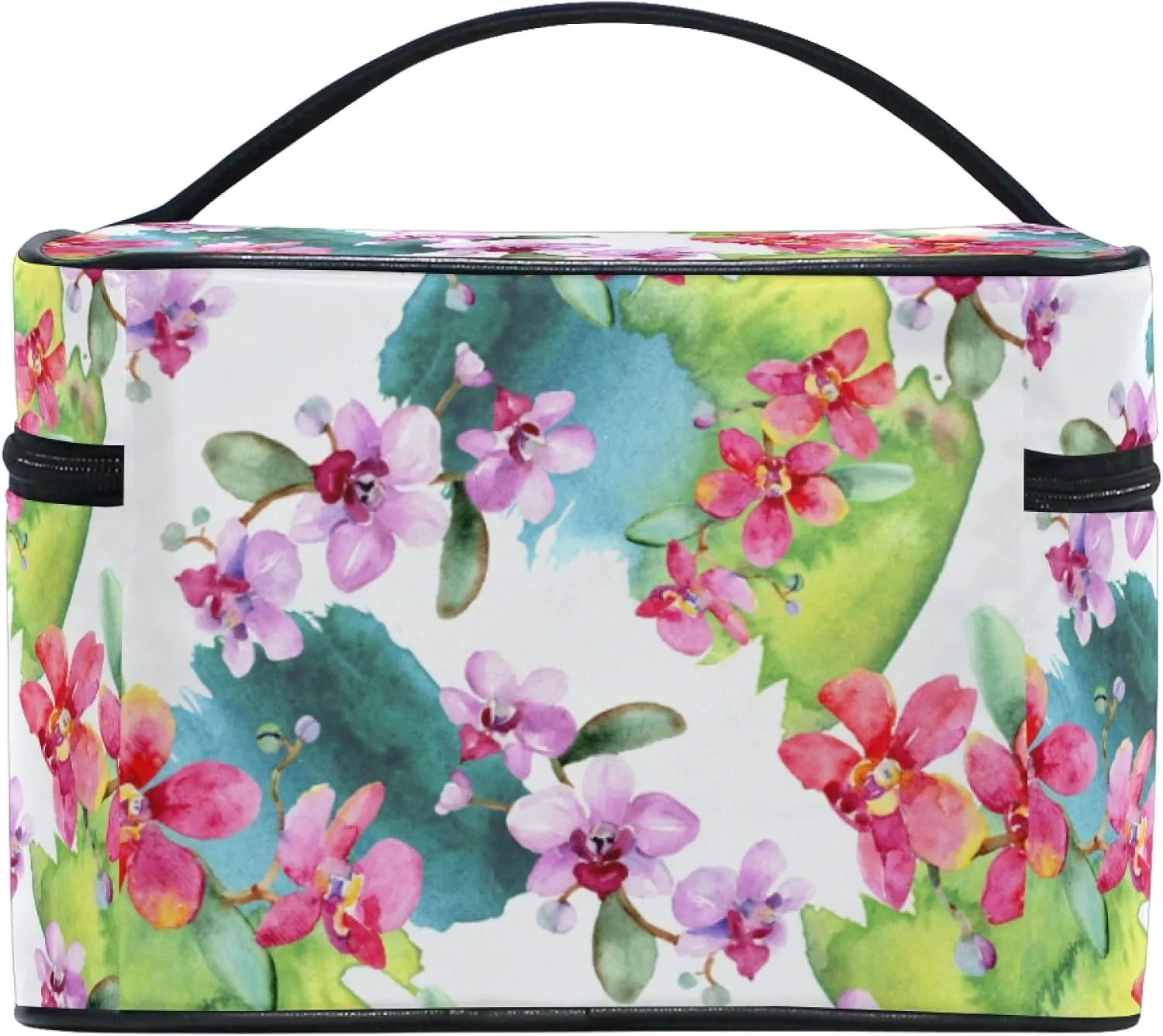 Makeup Bag, Hand Painted Orchid Travel Makeup Organizer Bag Cosmetic Cases Toiletry Bags for Girl Women Ladies
