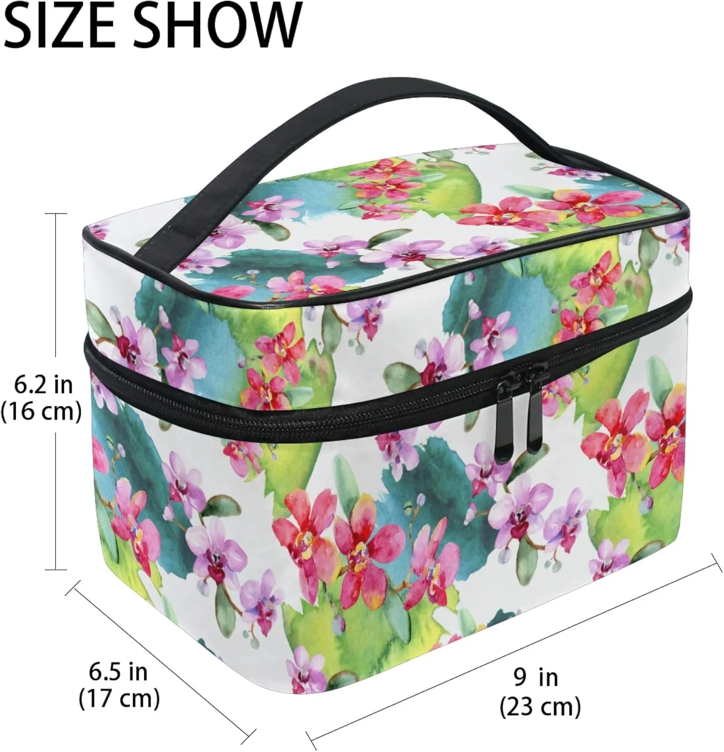 Makeup Bag, Hand Painted Orchid Travel Makeup Organizer Bag Cosmetic Cases Toiletry Bags for Girl Women Ladies