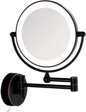 Makeup Mirror Wall Mounted 8inch, Round Makeup Mirror with Light, Perfect for Bedroom Dressing Table or Bathroom Vanity