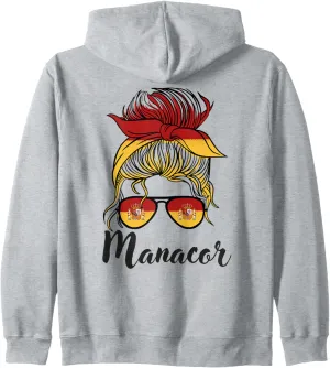 Manacor Girl, Spanish Flag Spain Zip Hoodie
