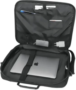 MANHATTAN Laptop Shoulder Bag Carrying Case – Slim Briefcase Style, Clamshell Opening, Padded Compartments–3 Yr Mfg Warranty
