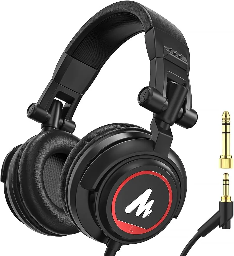 MAONO 50MM Drivers Over Ear Studio Headphones, AU-MH501 Stereo Monitor Closed Back Headphones, Lightweight Foldable Design for Smartphone, Computer, Podcast, Mixer, Music, DJ