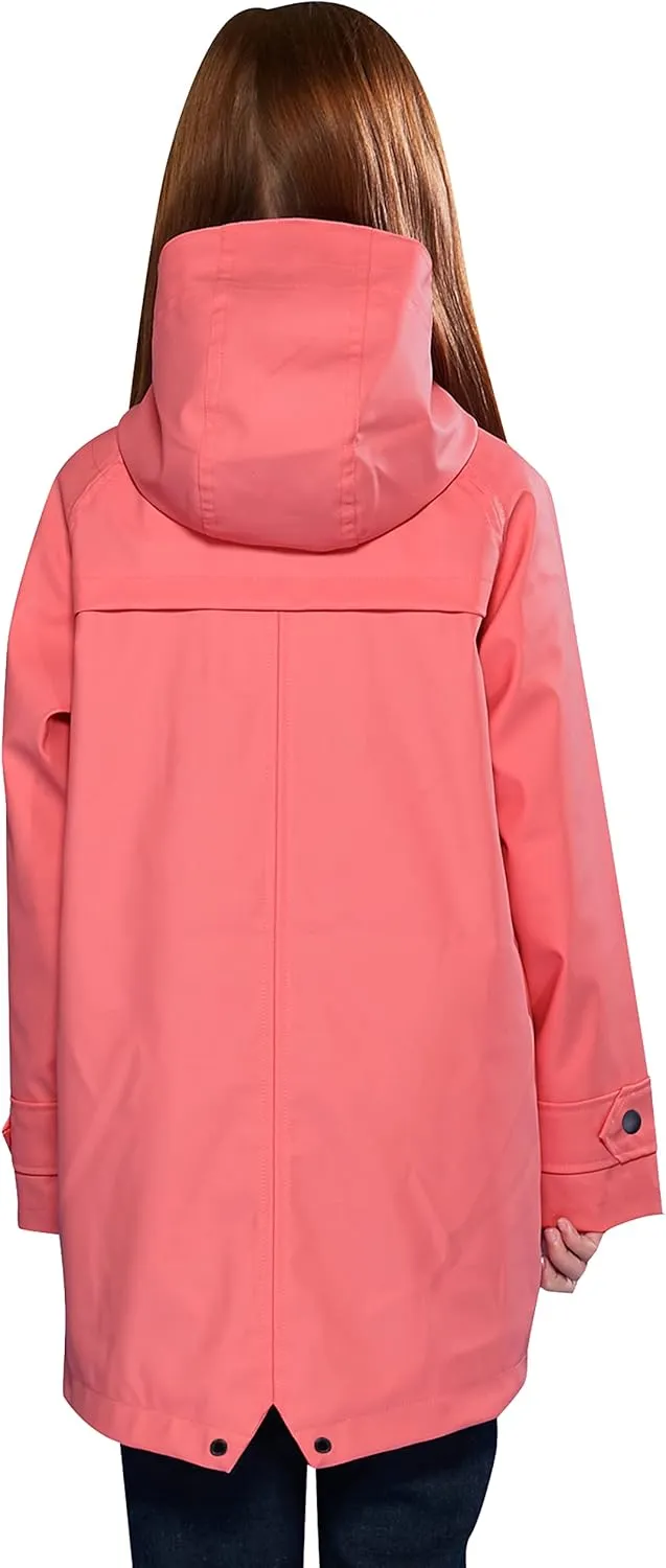 maoo garden Girls Boys Rain Jacket Lightweight Waterproof Raincoat Hooded Lined Long Windbreaker