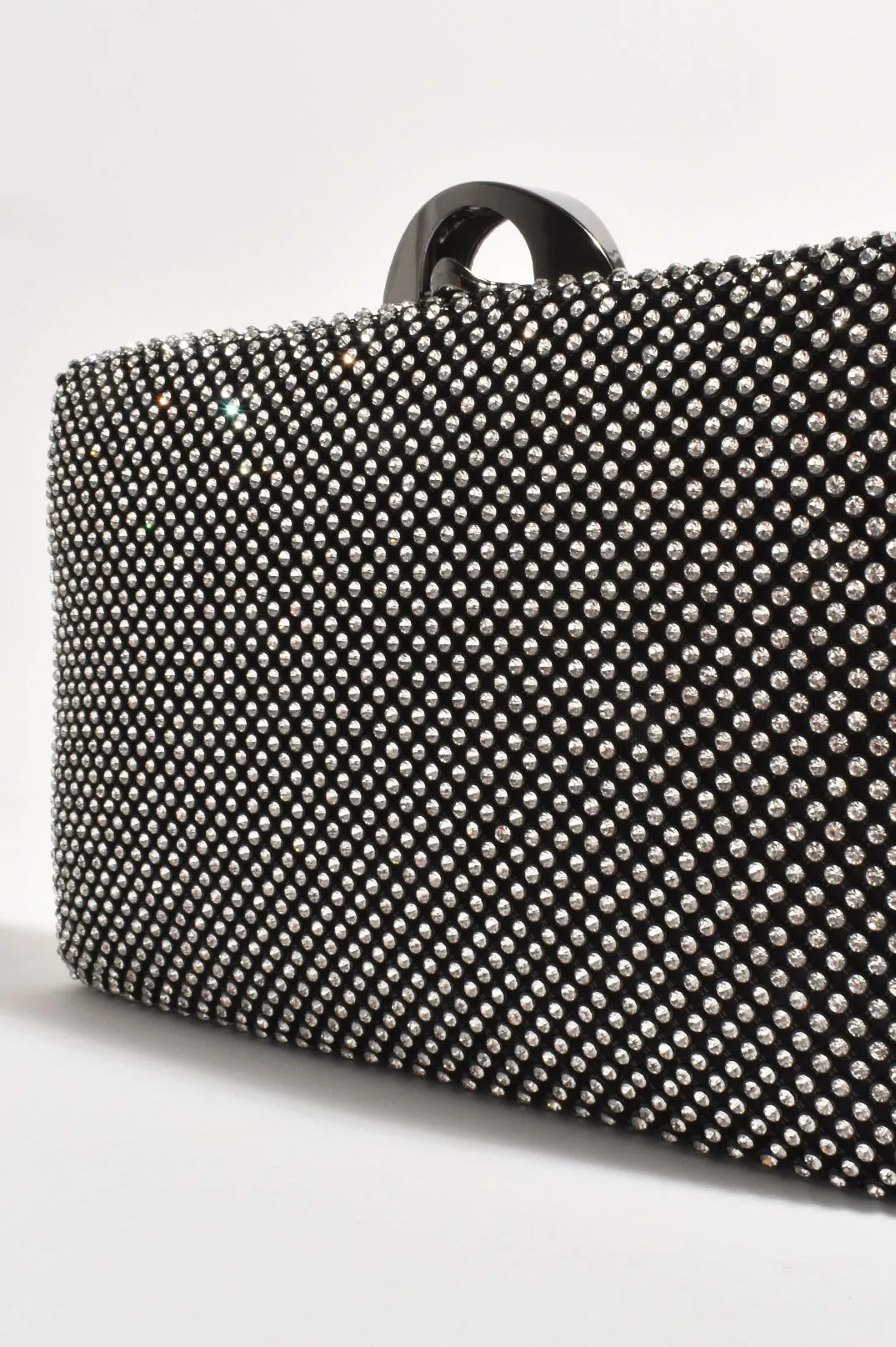 Mariah Diamante Structured Clutch (Black)