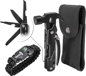 MARIE Multitool Camping Accessories Stocking Stuffers for Men Dad Gifts, 12 In 1 Survival Multi Tools Hammer Christmas Cool Gadgets for Adults Him Boyfriend Husband Grandpa Women Birthday