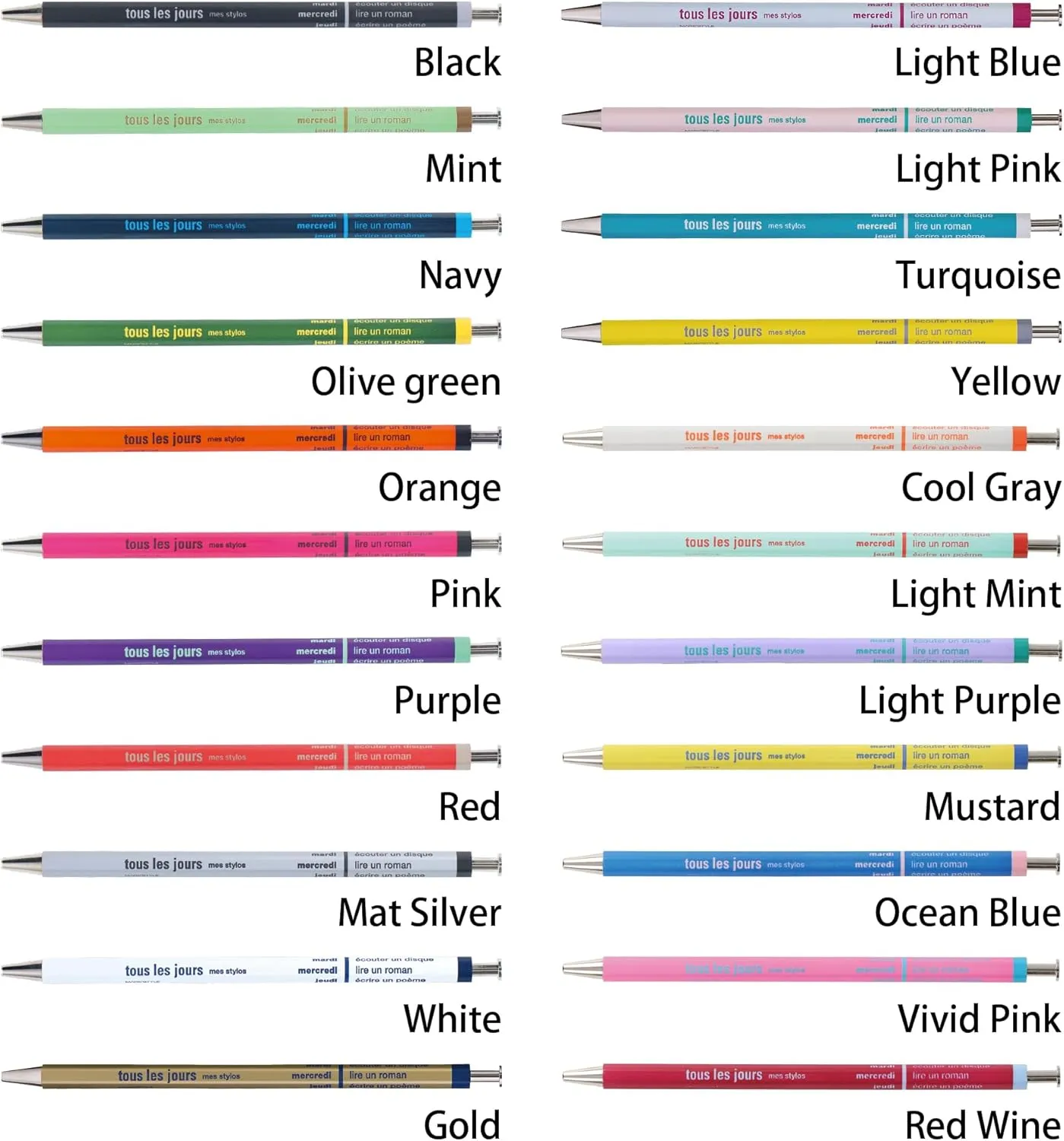 MARK'STYLE Tous Les Jours 0.5mm Retractable Ballpoint Pen- Oil-Based Ink, Wood Encased, Made in Japan- Perfect for School, Office, and Journaling (Ocean Blue)