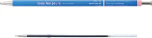 MARK'STYLE Tous Les Jours 0.5mm Retractable Ballpoint Pen- Oil-Based Ink, Wood Encased, Made in Japan- Perfect for School, Office, and Journaling (Ocean Blue)