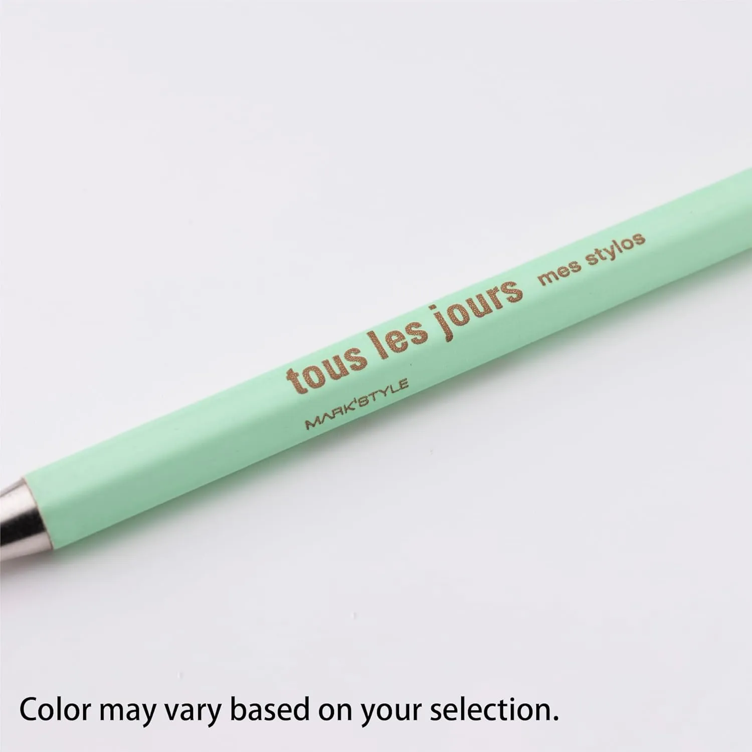 MARK'STYLE Tous Les Jours 0.5mm Retractable Ballpoint Pen- Oil-Based Ink, Wood Encased, Made in Japan- Perfect for School, Office, and Journaling (Ocean Blue)