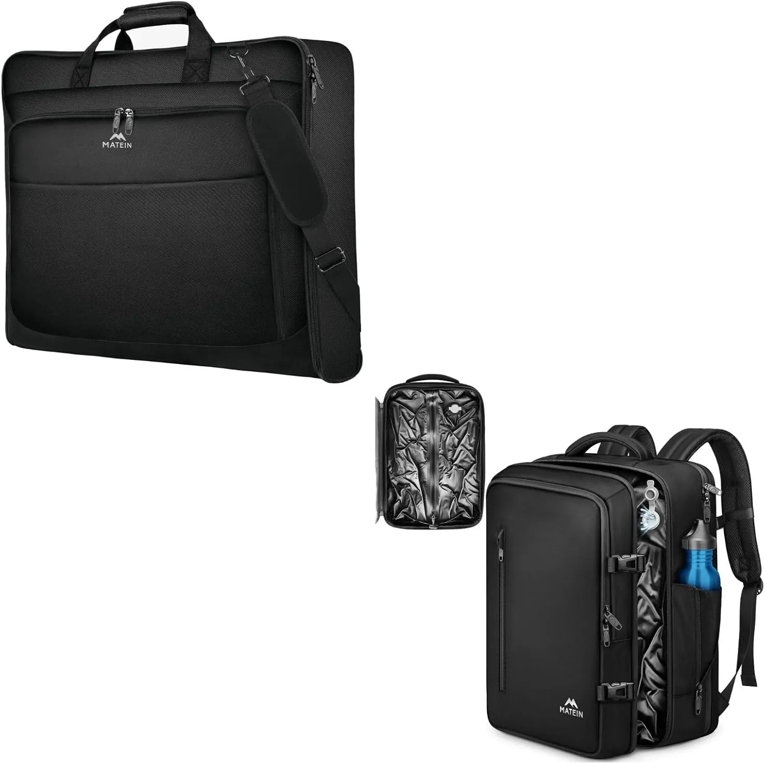 MATEIN Garment Bag Travel Backpack, Vacuum Seal 60L Waterproof Carry On with Vacuum Compression, Fits 17" Laptop, Black, 18 x 14 x 8 inches