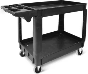 MaxWorks 80855 500-lb Utility Service PP Cart With Two Trays and Wheels 30 Inch X 16 Inch Overall Dimensions