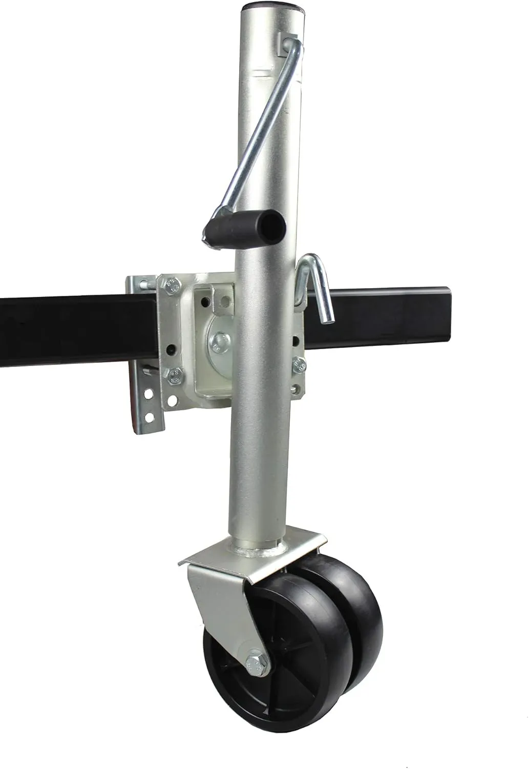 MaxxHaul 70149 Trailer Jack with Dual Wheels - 26-1/2" to 38" Lift Swing Back - 1500 lbs. Capacity ,Zinc, Grey