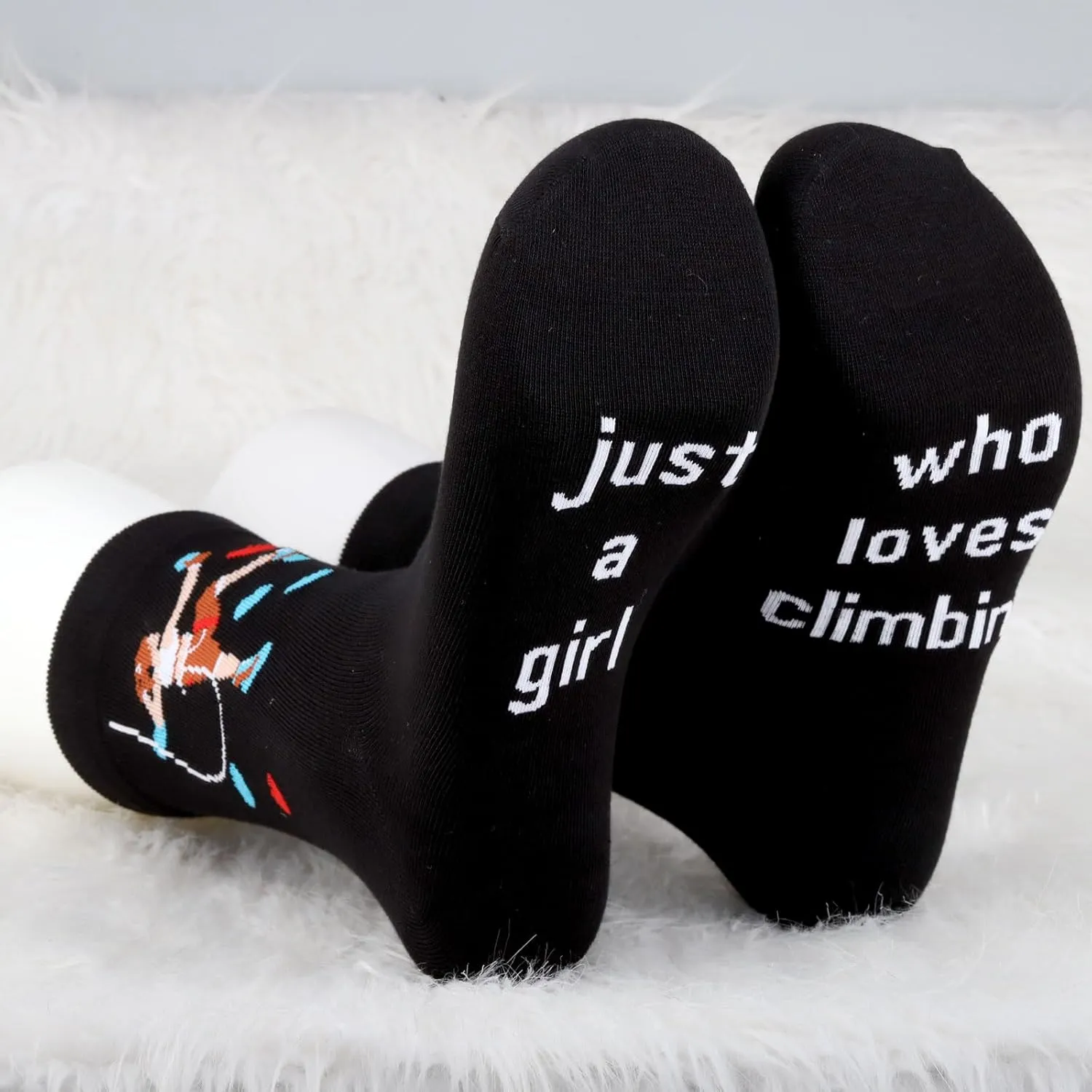 MBMSO Just a Girl who Loves Climbing Socks - Funny Climbing Gift for Girls