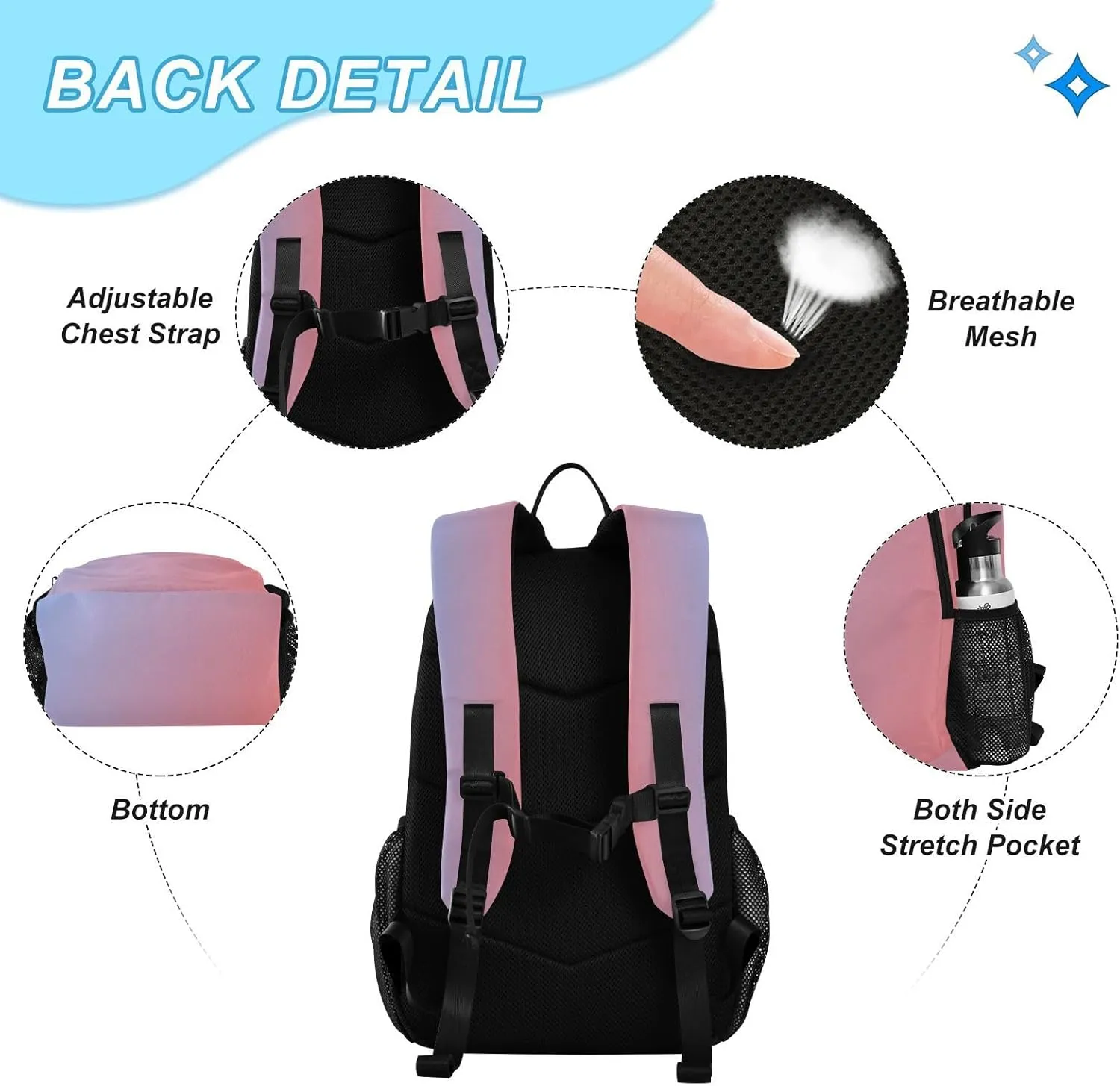 MCHIVER Amy Crisp Kids Backpack with Lunch Box Lightweight School Backpack Set for Girls Boys Large Capacity Casual Daypack for Elementary Middle School 18.5 inch