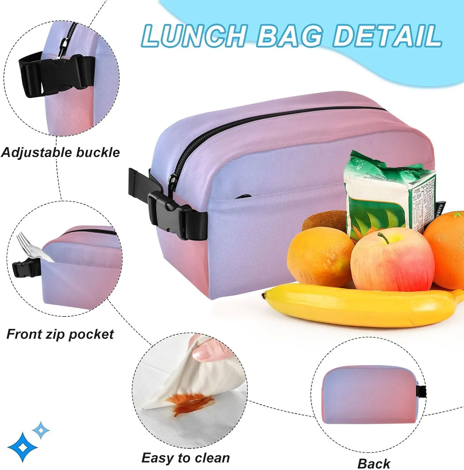 MCHIVER Amy Crisp Kids Backpack with Lunch Box Lightweight School Backpack Set for Girls Boys Large Capacity Casual Daypack for Elementary Middle School 18.5 inch