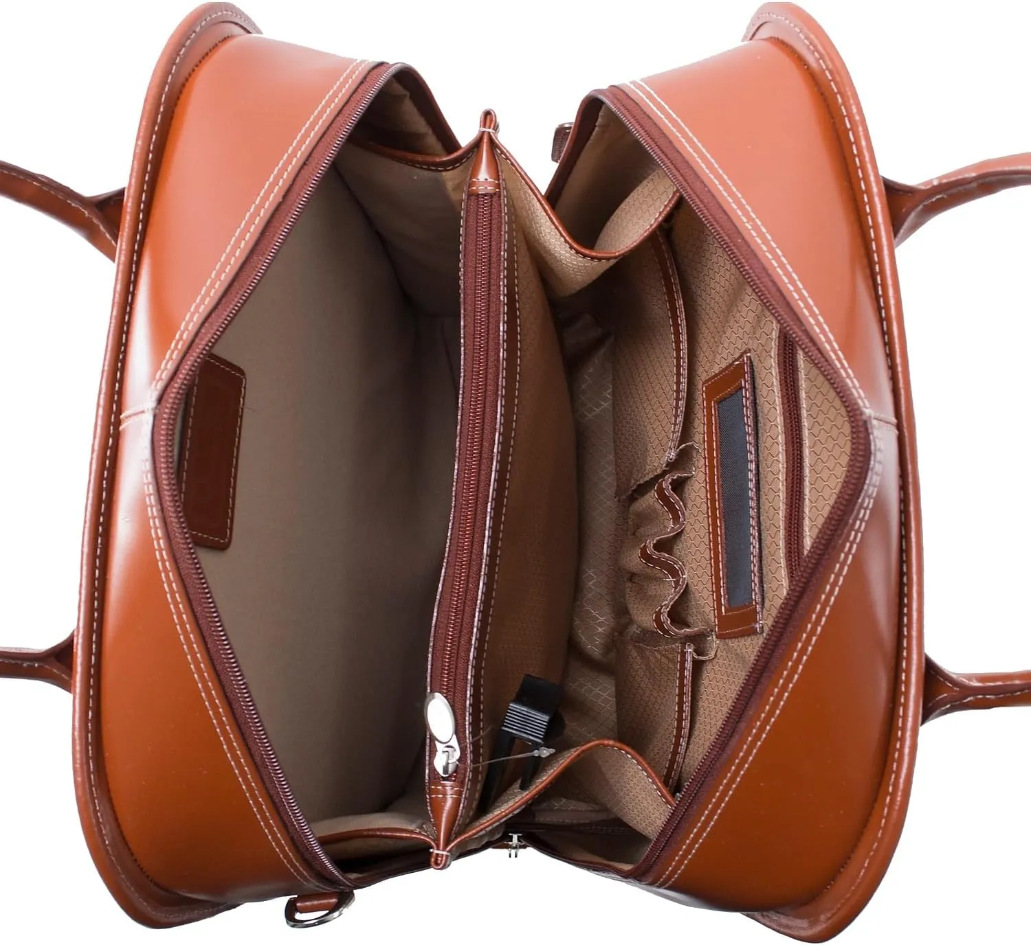 McKlein 15" Leather Vertical Patented Detachable -Wheeled Ladies' Laptop Briefcase- LA GRANGE- Brown