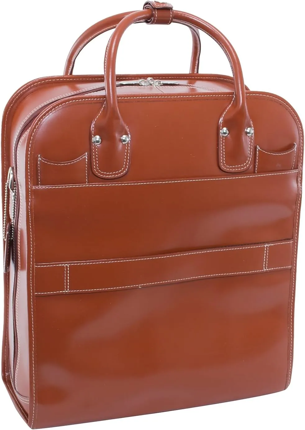 McKlein 15" Leather Vertical Patented Detachable -Wheeled Ladies' Laptop Briefcase- LA GRANGE- Brown