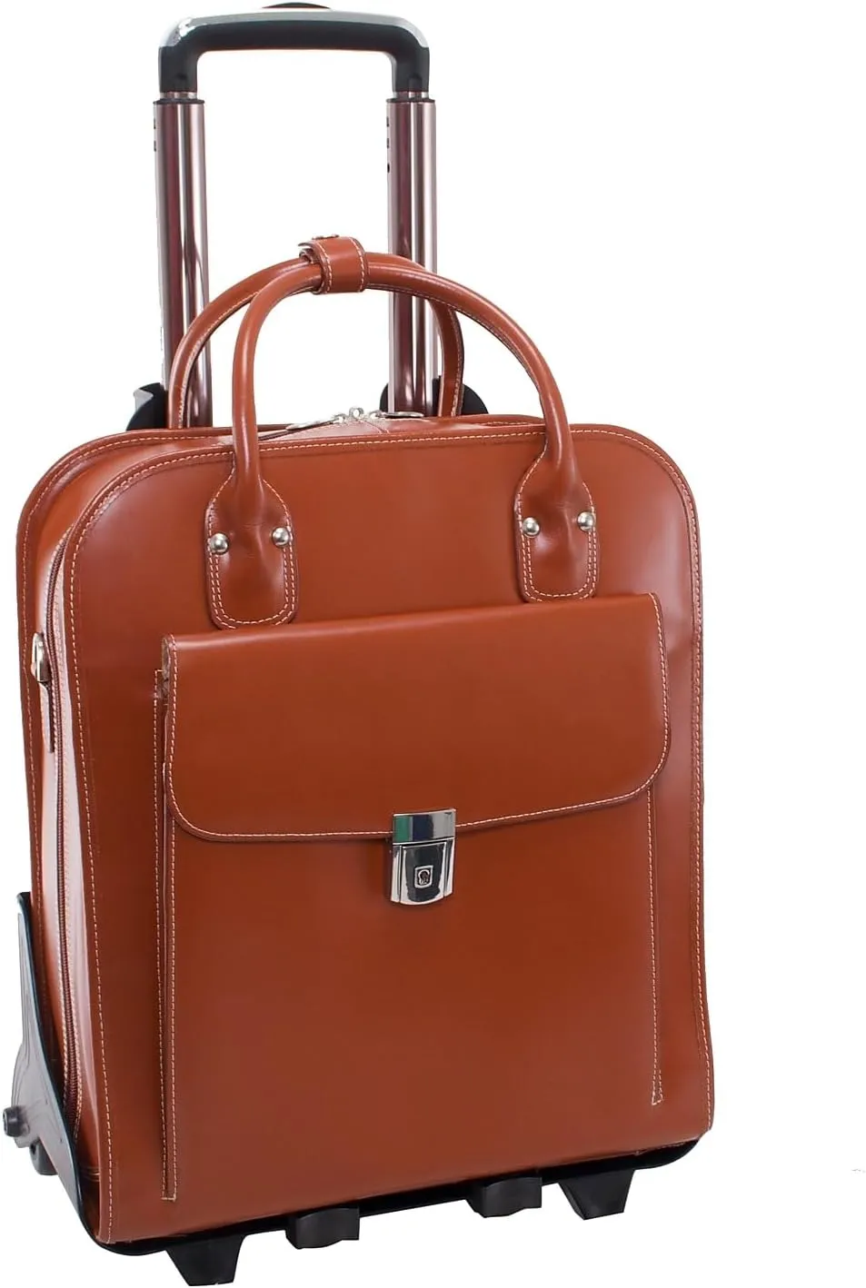 McKlein 15" Leather Vertical Patented Detachable -Wheeled Ladies' Laptop Briefcase- LA GRANGE- Brown