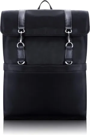 McKlein 17" Nylon Flap Over Laptop Backpack- ELEMENT- Black