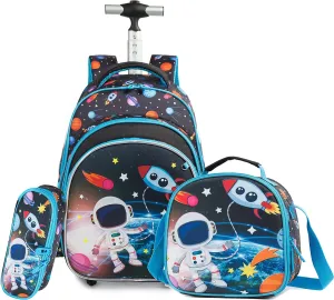 Meetbelify Boys Rolling Backpack Kids Backpacks with Wheels for Elementary Student School Bags Trolley Trip Luggage