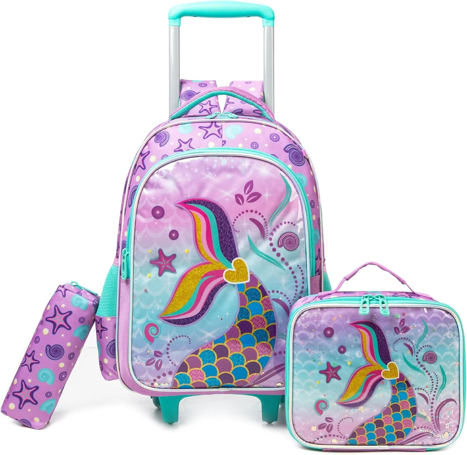 Meetbelify Rolling Backpacks for Girls Backpacks with Wheels for Elementary Students Kids Travel Luggage for Girls Ages 6-8