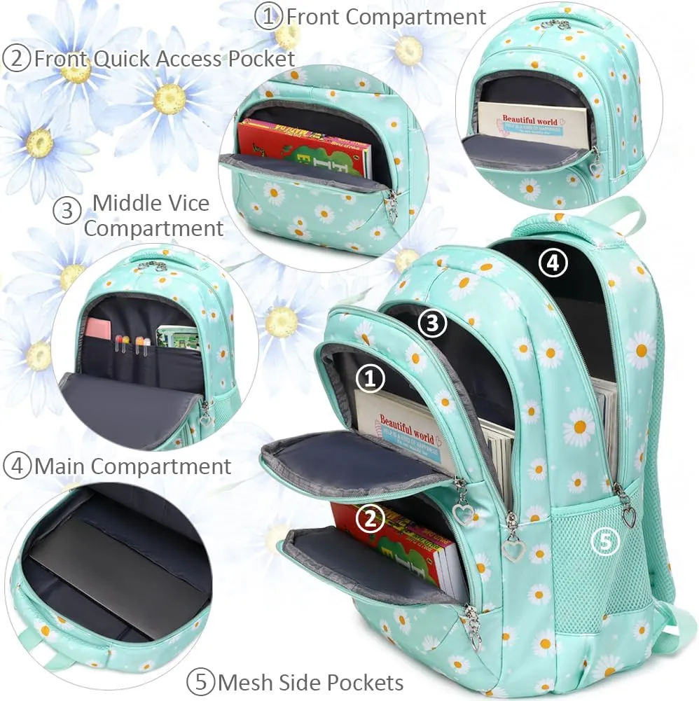 Meisohua Girls Backpack with Lunch Box 3 in 1 Set Kids Backpack for Girls Preschool Kindergarten Elementary School Backpack