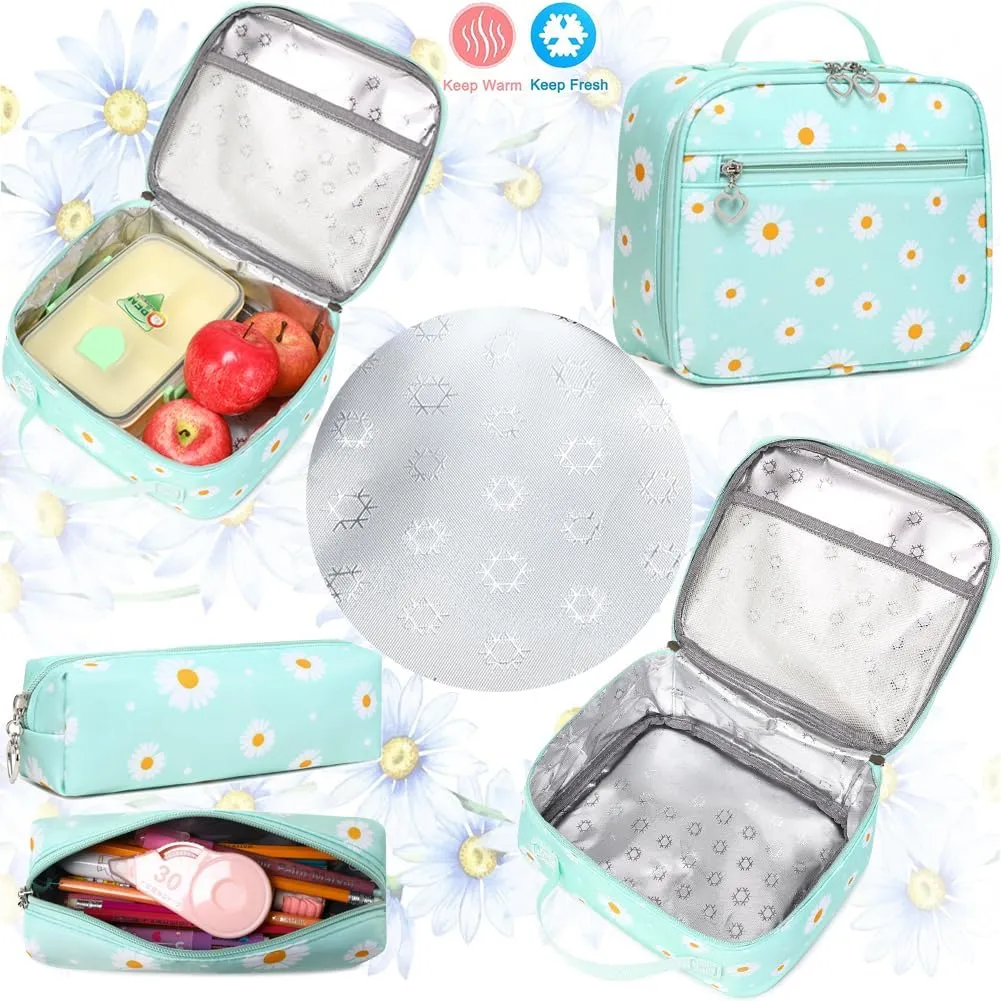 Meisohua Girls Backpack with Lunch Box 3 in 1 Set Kids Backpack for Girls Preschool Kindergarten Elementary School Backpack
