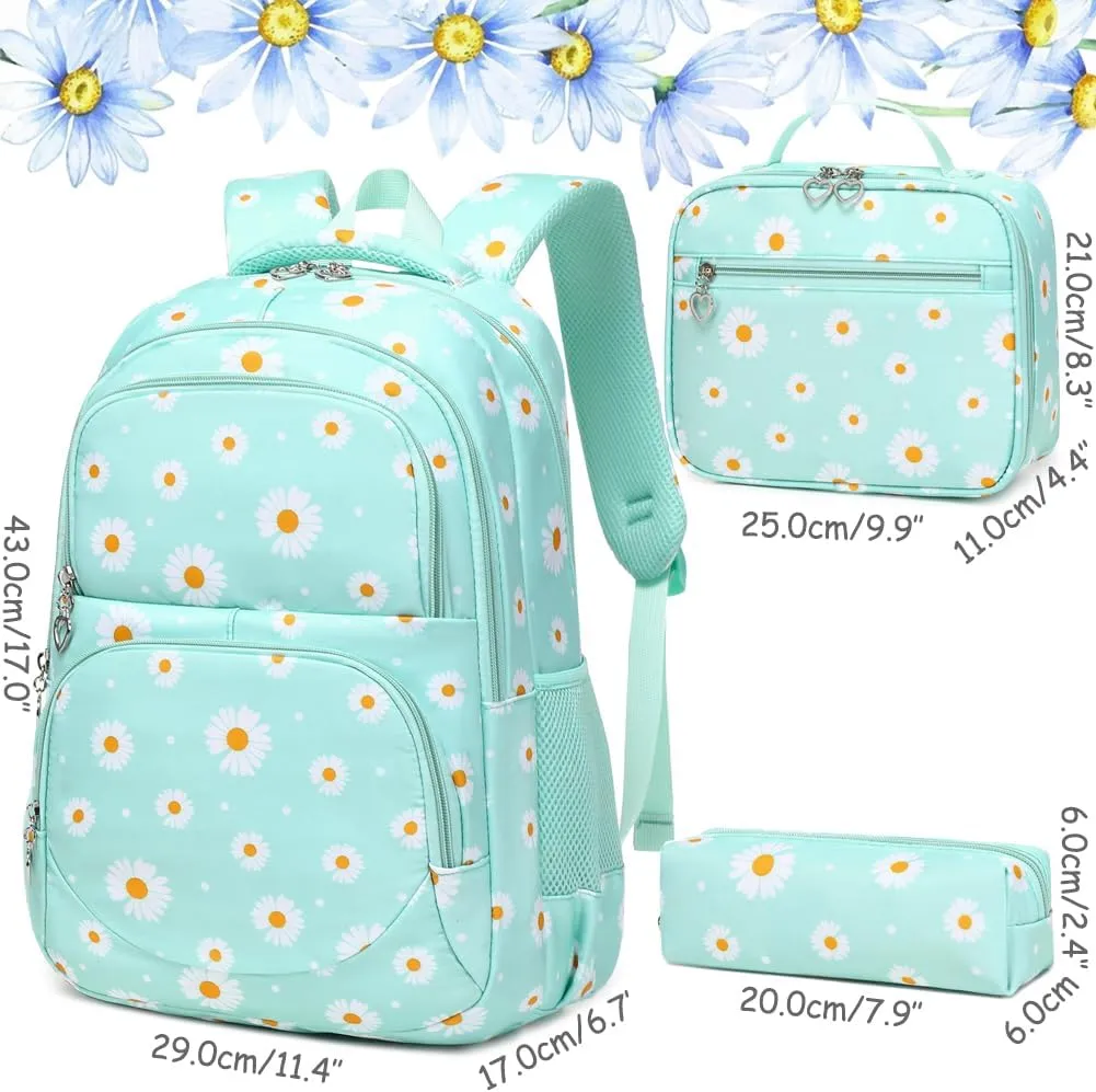 Meisohua Girls Backpack with Lunch Box 3 in 1 Set Kids Backpack for Girls Preschool Kindergarten Elementary School Backpack