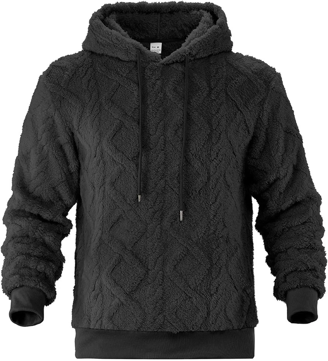 Men Fleece Hoodie Warm Thick Big And Tall Winter Pullover Tops Geometric Texture Heavyweight Thermal Pullover Sweater