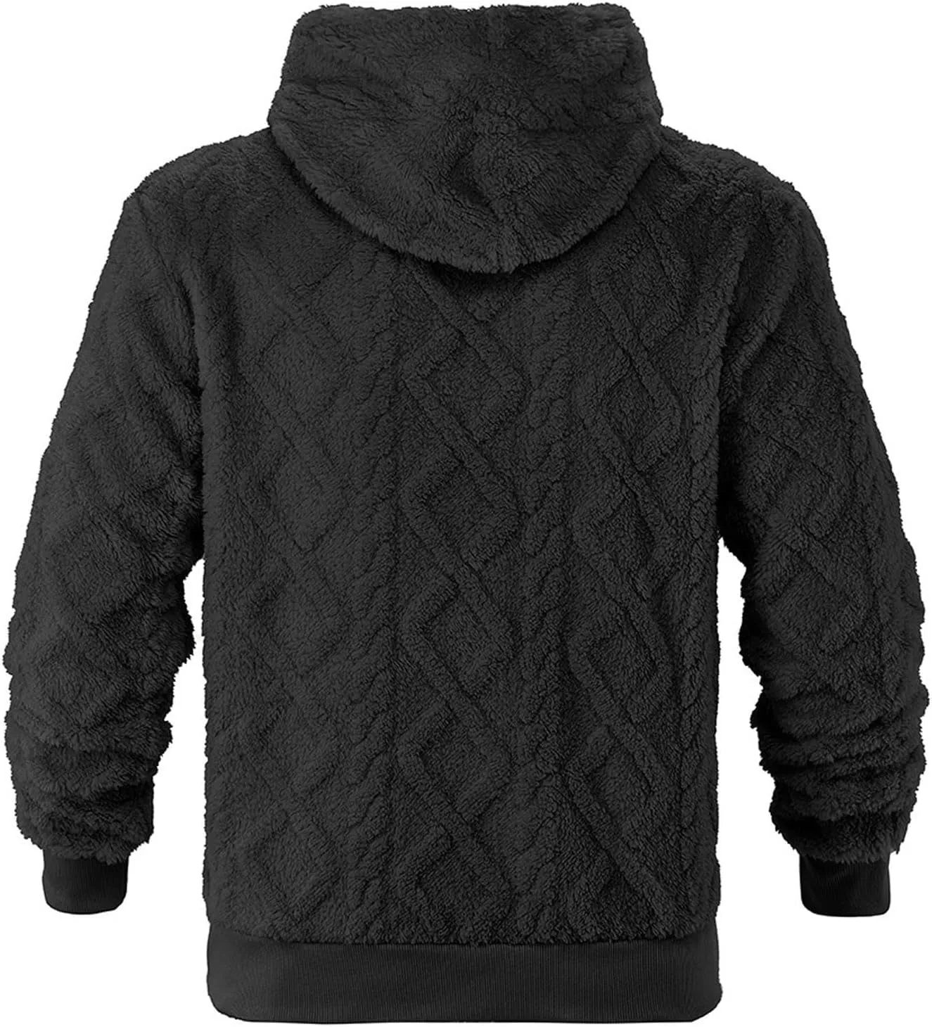 Men Fleece Hoodie Warm Thick Big And Tall Winter Pullover Tops Geometric Texture Heavyweight Thermal Pullover Sweater