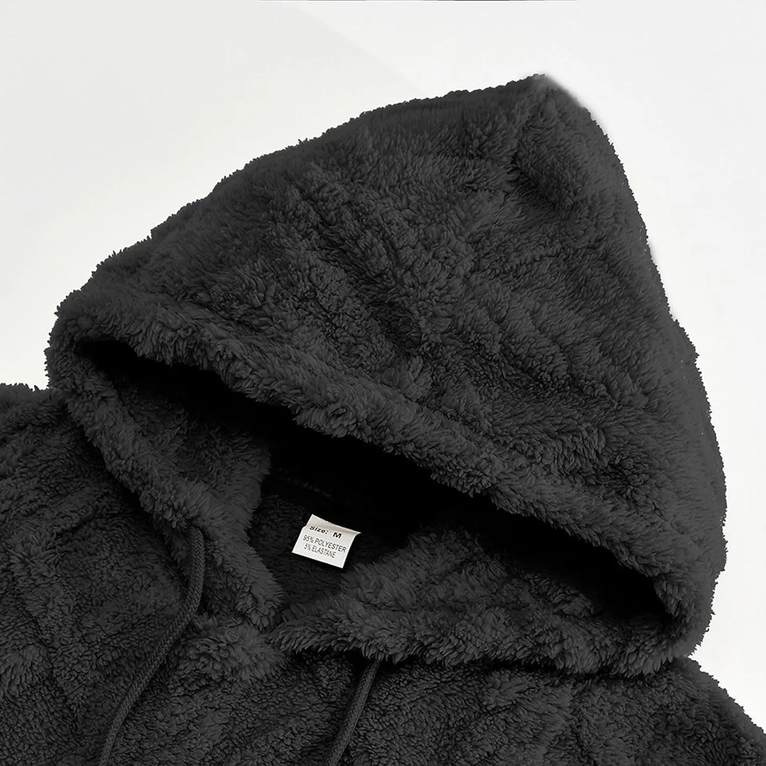 Men Fleece Hoodie Warm Thick Big And Tall Winter Pullover Tops Geometric Texture Heavyweight Thermal Pullover Sweater
