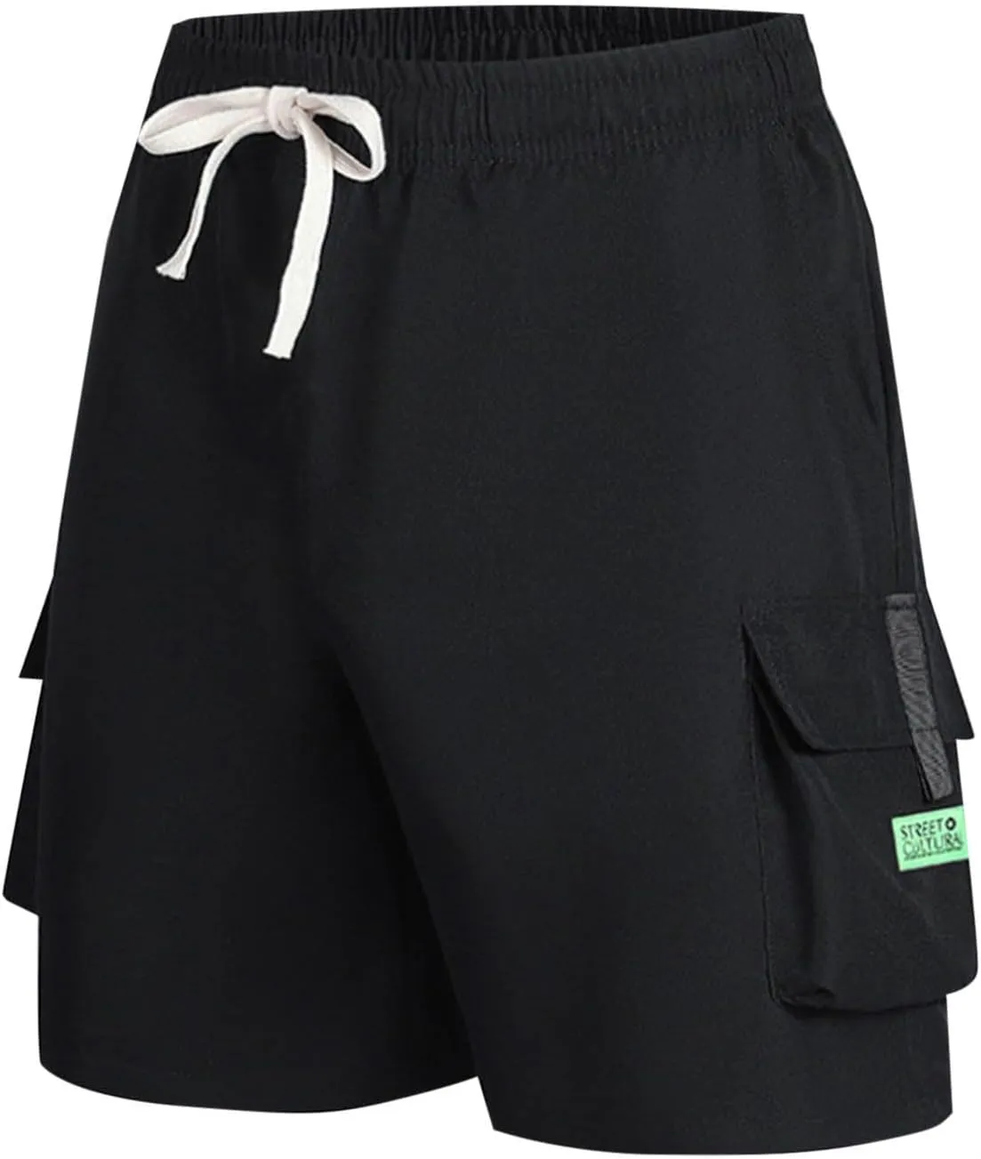 Men's Athletic Cargo Shorts Quick Dry with Pockets Gym Running Workout Elastic Activewear Outdoor Hiking Trunks